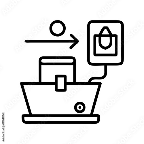 self checkout icon, self checkout line art - simple line art of self checkout, perfect for self checkout logos and icons