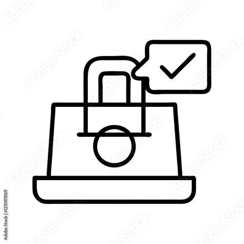 self checkout icon, self checkout line art - simple line art of self checkout, perfect for self checkout logos and icons