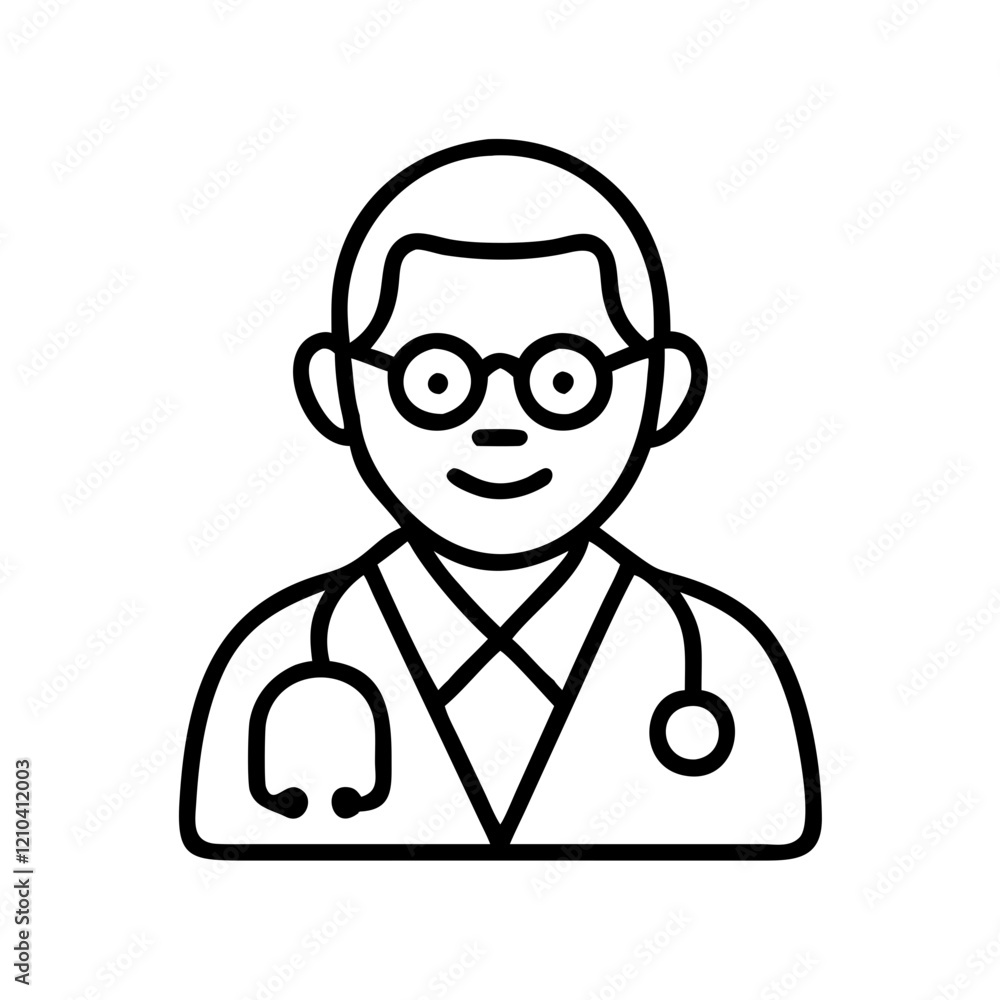 senior doctor icon, senior doctor line art - simple line art of senior doctor, perfect for senior doctor logos and icons senior doctor icon, senior doctor line art - simple line art of senior doctor, perfect for senior doctor logos and icons