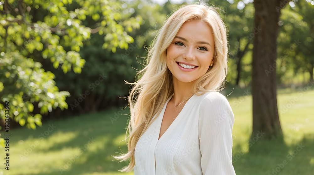 Smiling Woman in a Natural Setting
Smiling Woman in a Natural Setting