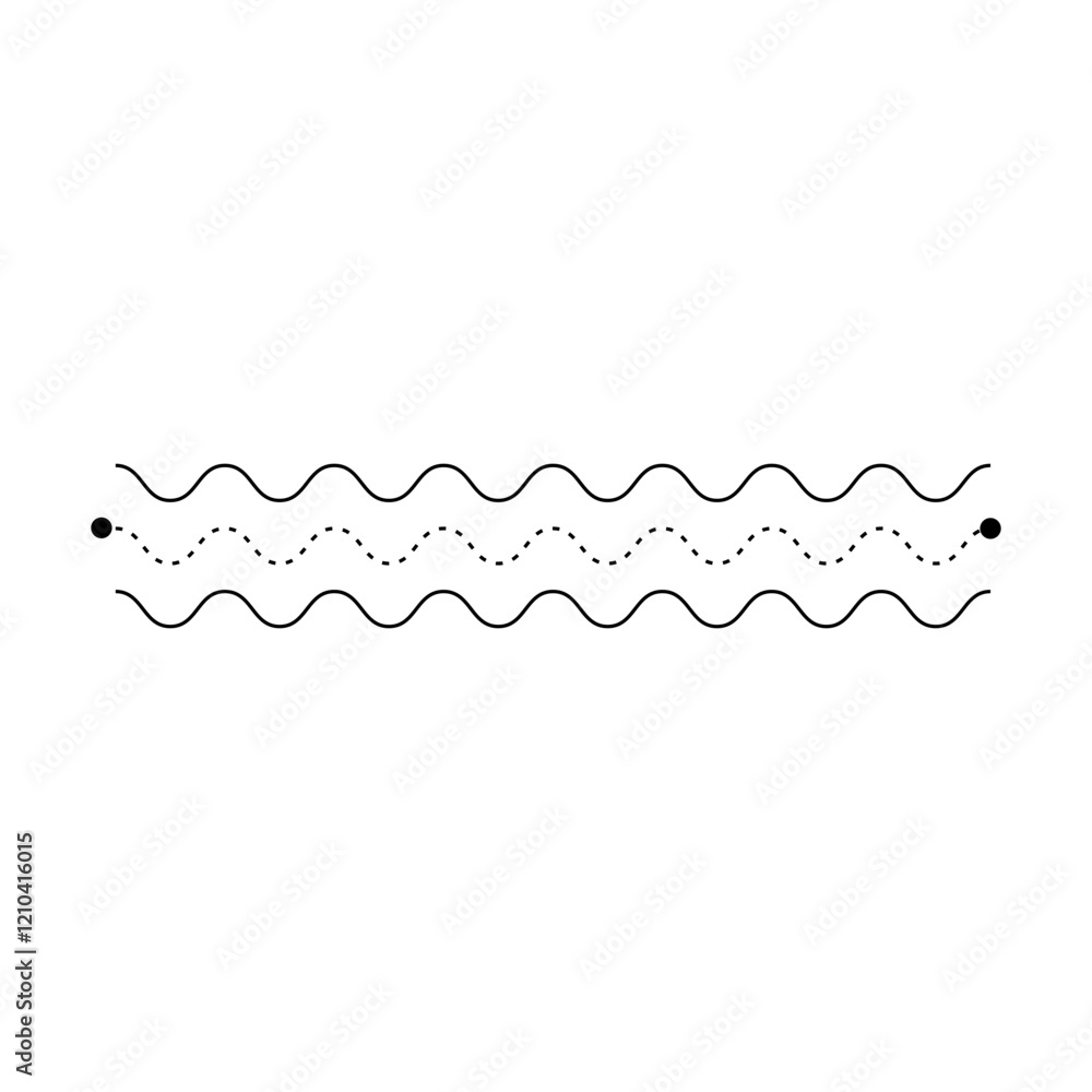 Tracing line dotted horizontal zig zag wavy element for kids worksheet, dotted line for writing, drawing and motor skills development illustration Tracing line dotted horizontal zig zag wavy element for kids worksheet, dotted line for writing, drawing and motor skills development illustration