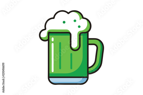 Green Beer Mug vector art illustration.eps