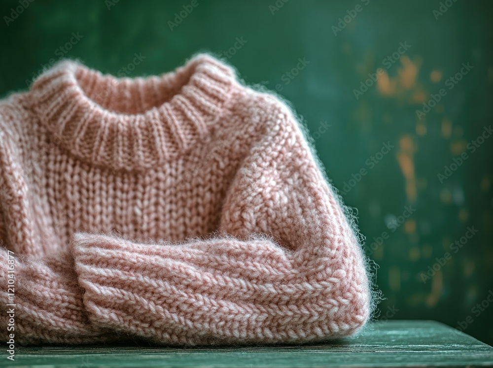 Fototapeta premium Cozy knit sweater display indoor studio fashion product warm atmosphere close-up view comfort concept