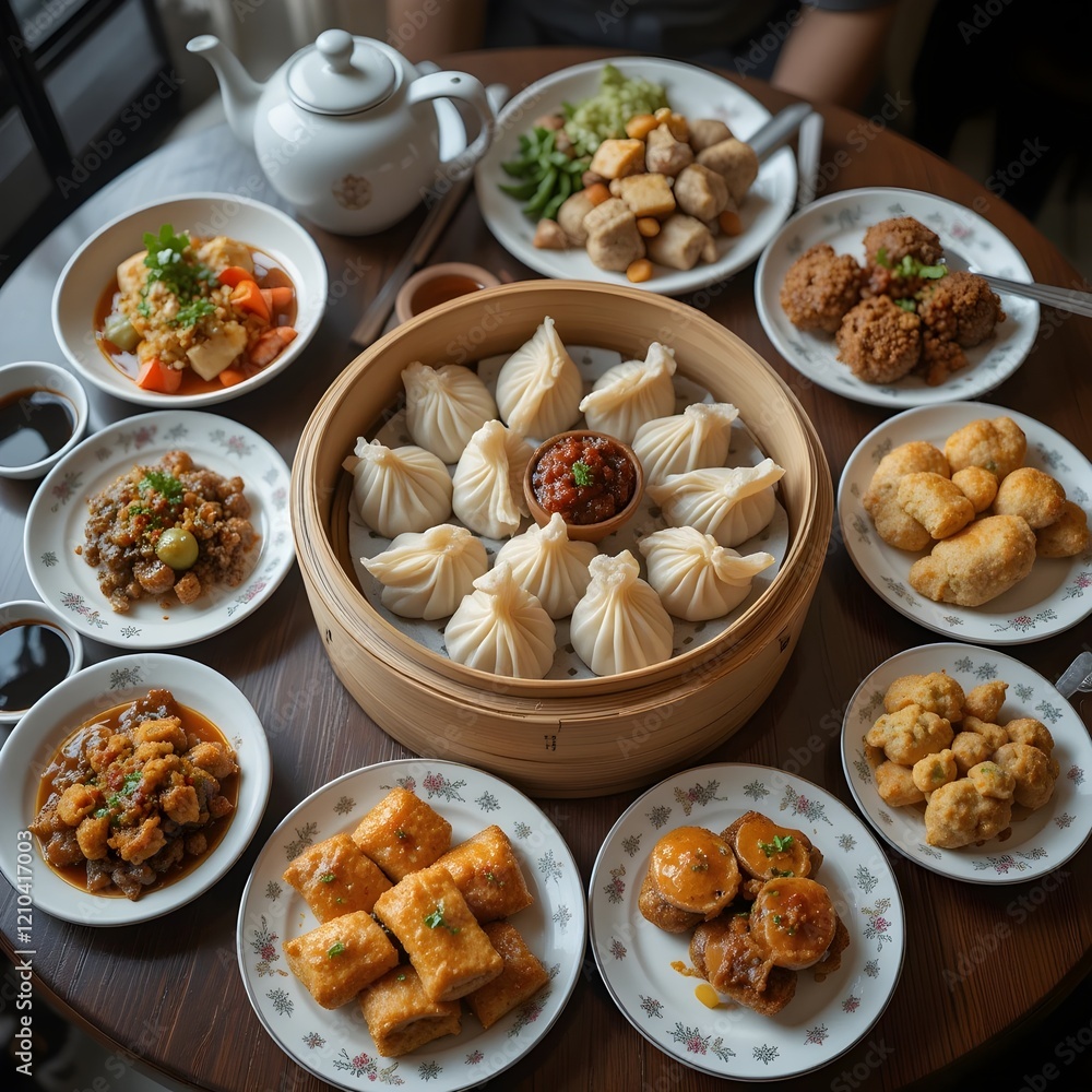 Hong Kong steamed dumplings and rice rolls in dimsum restaurant
Hong Kong steamed dumplings and rice rolls in dimsum restaurant