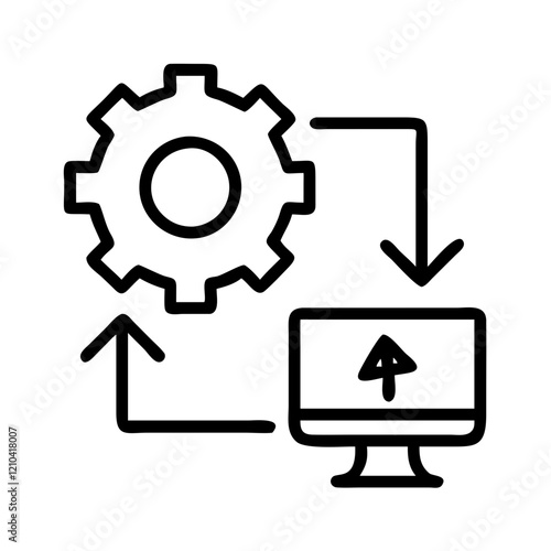 software deployment icon, software deployment line art - simple line art of software deployment, perfect for software deployment logos and icons