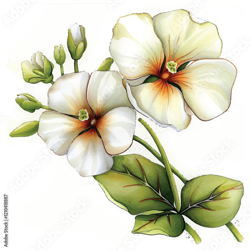 Watercolor Primrose white background