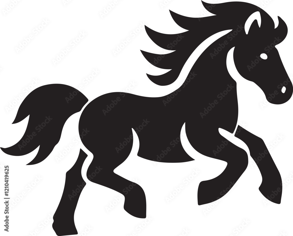 Horse icon silhouette vector with white background Horse icon silhouette vector with white background