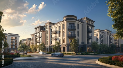 Wallpaper Mural Real estate theme background,elegant architecture, urban landscape, professional and sophisticated, suitable for a business presentation, high-resolution, realistic style, dynamic perspective, showcas Torontodigital.ca