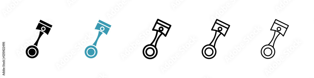 Piston icons vector pack in black and blue colors Piston icons vector pack in black and blue colors