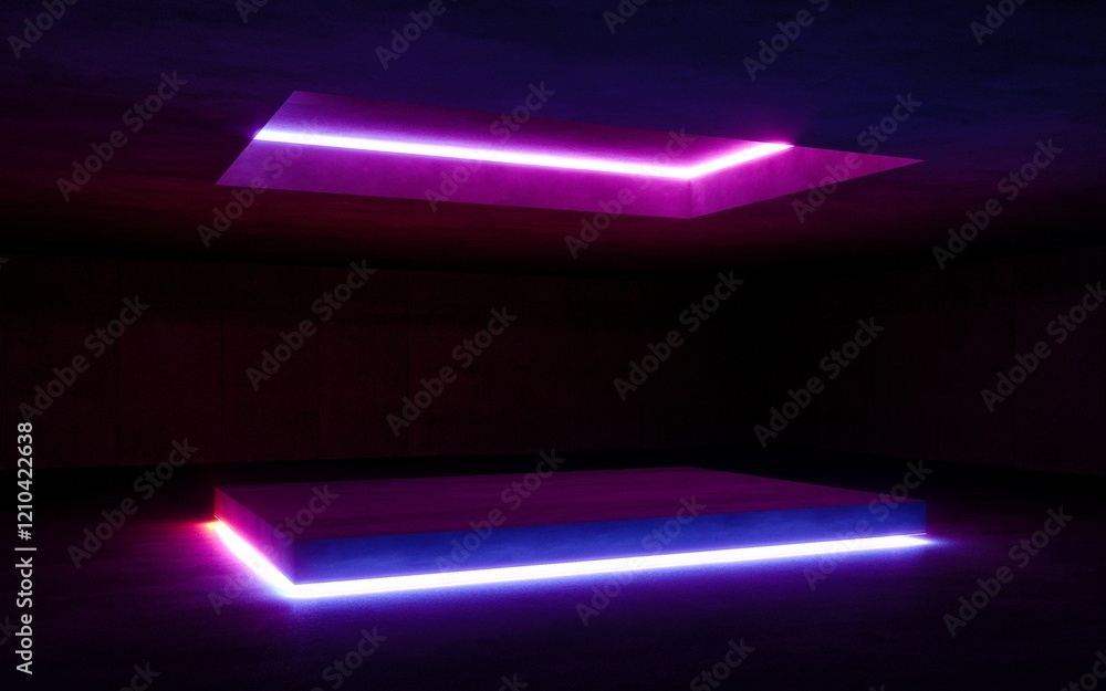 interior empty space with coloful lighting , 3d rendering interior empty space with coloful lighting , 3d rendering