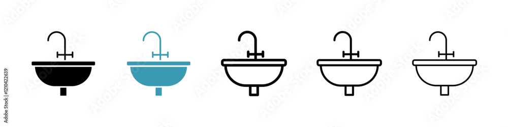 Sink icons vector pack in black and blue colors Sink icons vector pack in black and blue colors