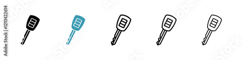 Car Key icons vector pack in black and blue colors