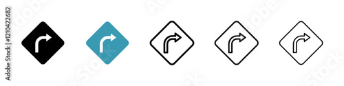 Directions icons vector pack in black and blue colors