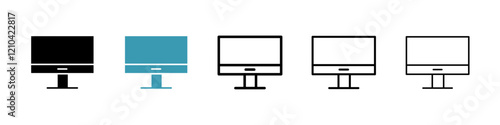 Desktop icons vector pack in black and blue colors