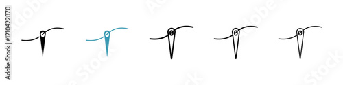 Needle icons vector pack in black and blue colors