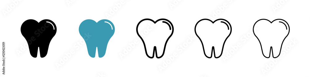 Tooth icons vector pack in black and blue colors Tooth icons vector pack in black and blue colors