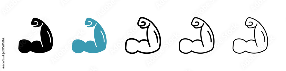 Muscle icons vector pack in black and blue colors Muscle icons vector pack in black and blue colors