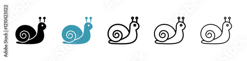 Snail icons vector pack in black and blue colors