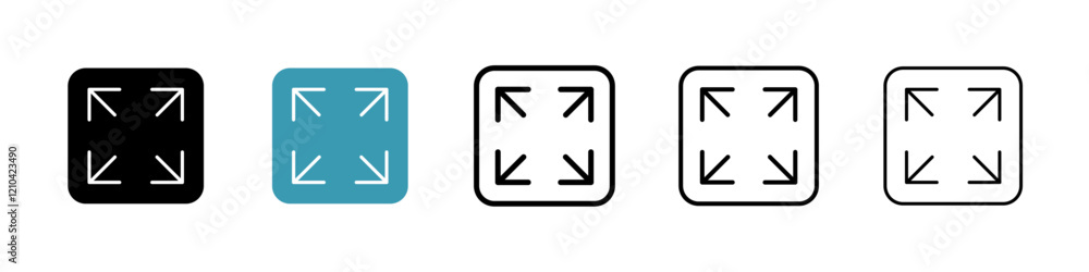Expand icons vector pack in black and blue colors Expand icons vector pack in black and blue colors