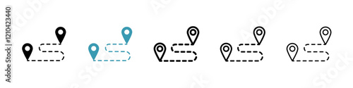 Route icons vector pack in black and blue colors