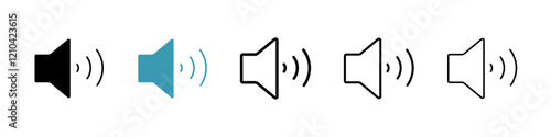 Volume icons vector pack in black and blue colors
