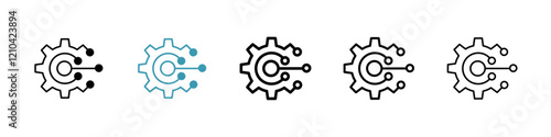 Technology icons vector pack in black and blue colors