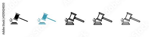 Gavel icons vector pack in black and blue colors