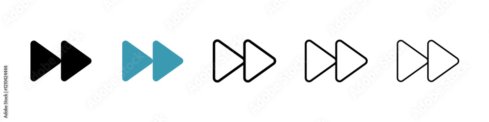 Fast forward icons vector pack in black and blue colors Fast forward icons vector pack in black and blue colors
