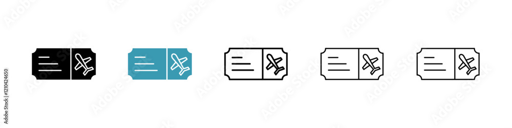 Plane Ticket icons vector pack in black and blue colors Plane Ticket icons vector pack in black and blue colors