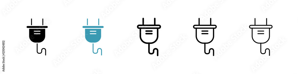Plug icons vector pack in black and blue colors Plug icons vector pack in black and blue colors