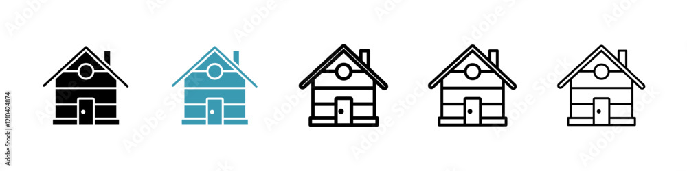 Cabin icons vector pack in black and blue colors Cabin icons vector pack in black and blue colors