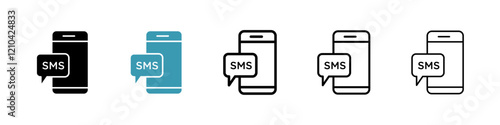 SMS icons vector pack in black and blue colors