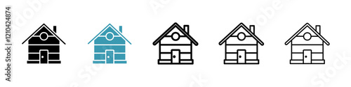 Cabin icons vector pack in black and blue colors