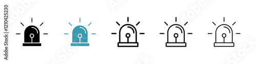 Siren icons vector pack in black and blue colors