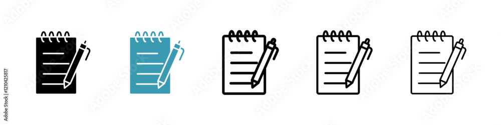 Notepad icons vector pack in black and blue colors Notepad icons vector pack in black and blue colors
