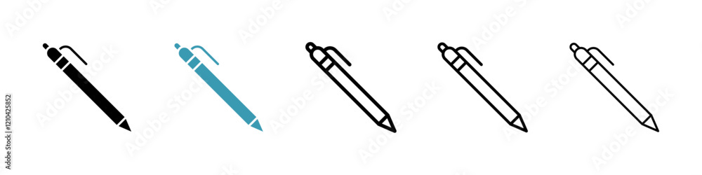 Pen icons vector pack in black and blue colors Pen icons vector pack in black and blue colors