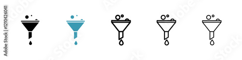 Funnel icons vector pack in black and blue colors
