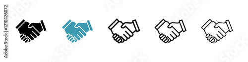 Handshake icons vector pack in black and blue colors