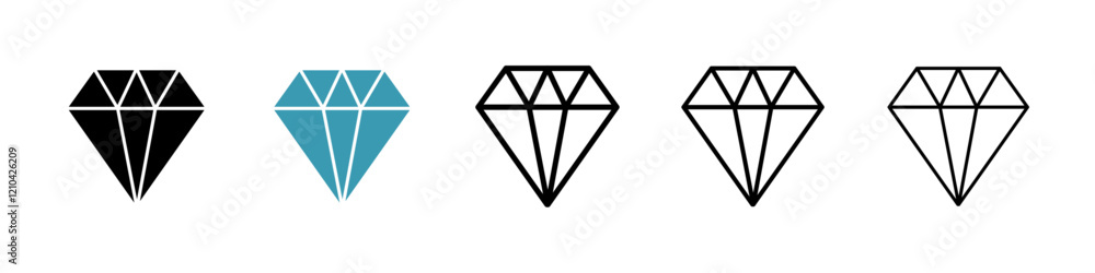 Diamond icons vector pack in black and blue colors Diamond icons vector pack in black and blue colors