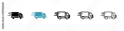 Delivery icons vector pack in black and blue colors