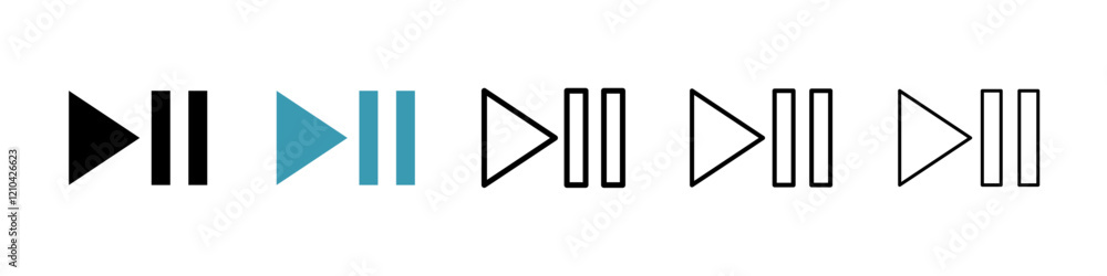 Play pause icons vector pack in black and blue colors Play pause icons vector pack in black and blue colors