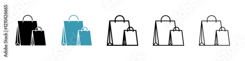 Shopping Bags icons vector pack in black and blue colors