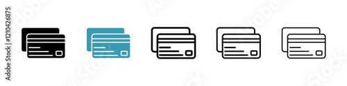 Credit card icons vector pack in black and blue colors