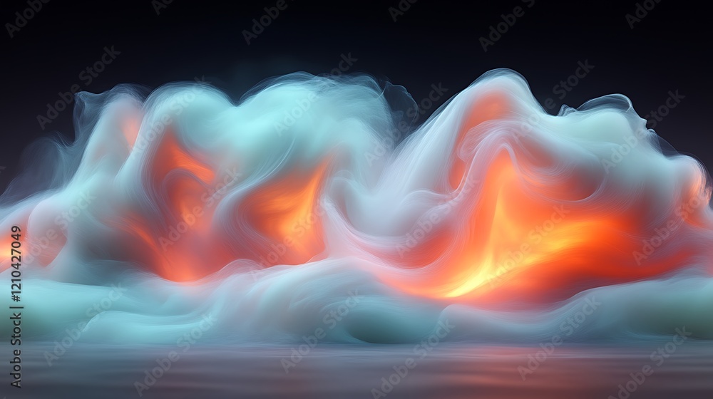 Fototapeta premium Abstract swirling cloudscape with orange and teal hues