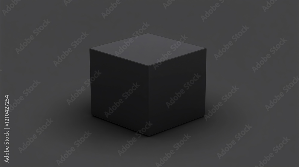 Fototapeta premium Single dark gray cube on dark gray background.
