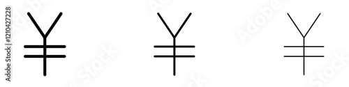 Yen icons vector pack in black and blue colors