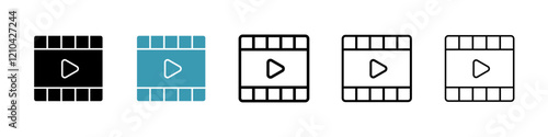 Video icons vector pack in black and blue colors