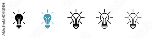 Idea icons vector pack in black and blue colors