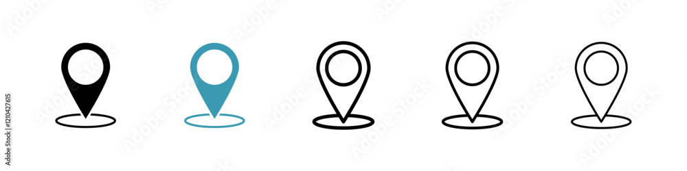 Location pin icons vector pack in black and blue colors Location pin icons vector pack in black and blue colors
