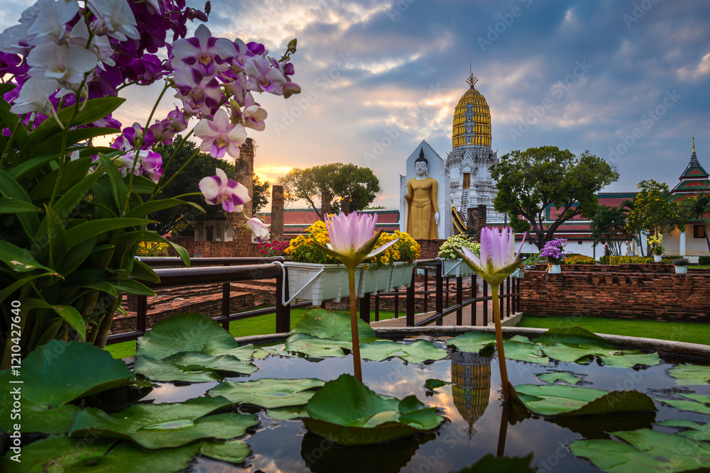 Old Buddha statue at Wat Phra Si Rattana Mahathat also colloquially referred to as Wat Yai is a Buddhist temple (wat) It is a major tourist is Public places attraction Phitsanulok,Thailand.